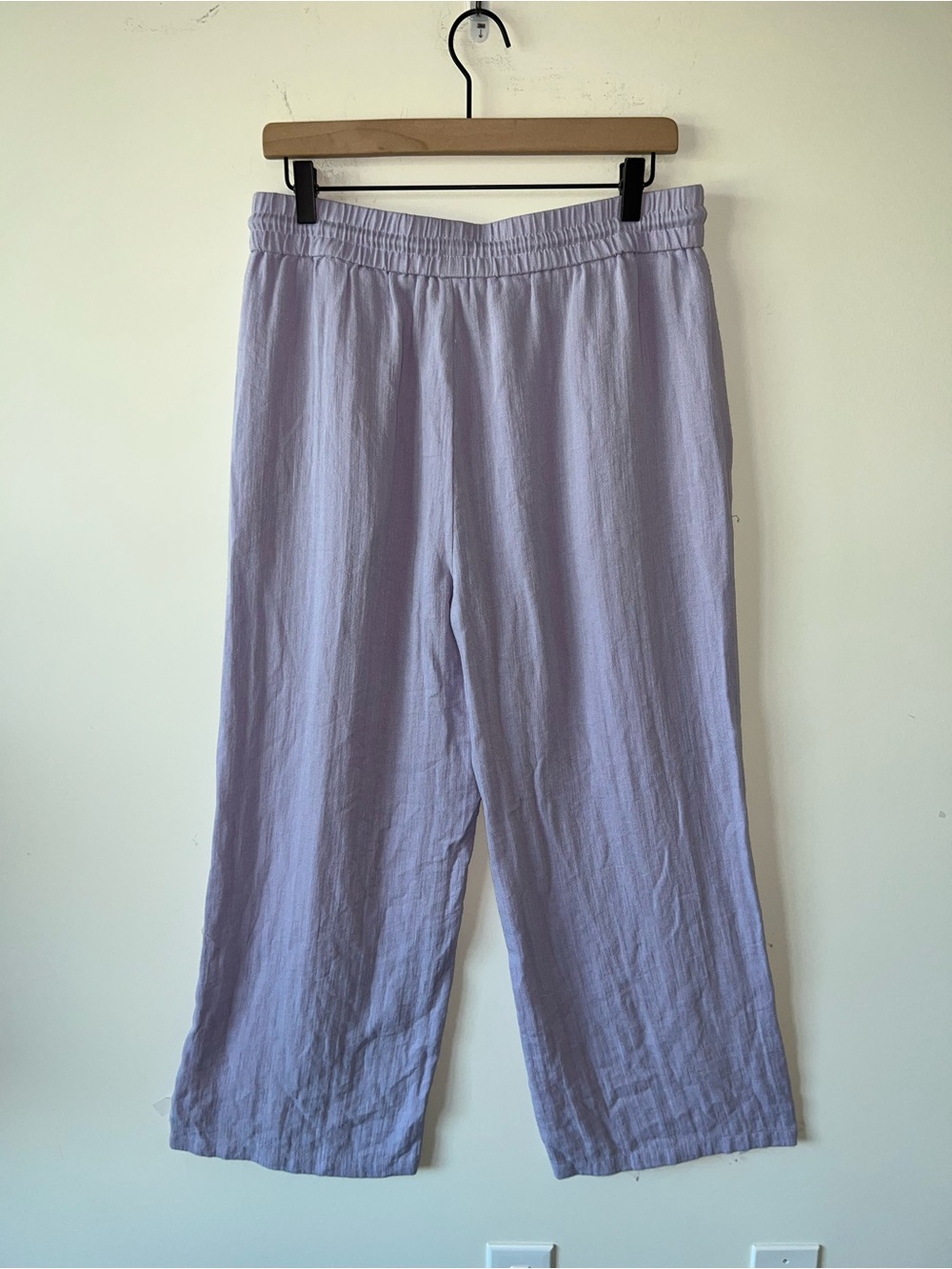 Halara Linen Relaxed Drawstring Pants Light Lavender Wide Leg Pockets - Picture 6 of 9